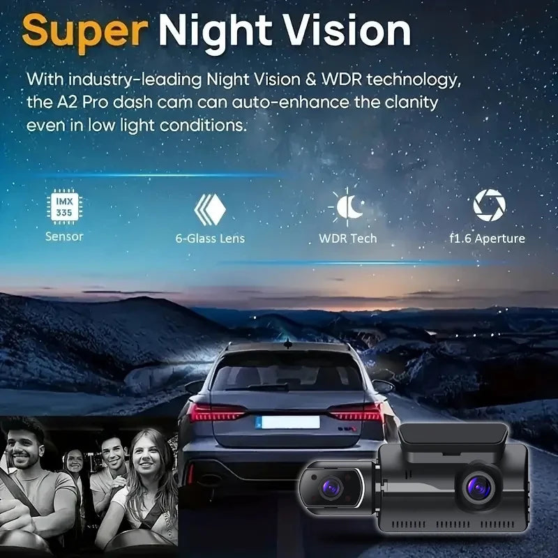 1080P Dual Camera, Car Dash Cam, Front and Rear, Car Camera with IR Night Vision, Loop Recording, Wide-Angle Car DVR Camera with 3.937 Inch IPS Screen, Dual Lens Car Dashboard Camera