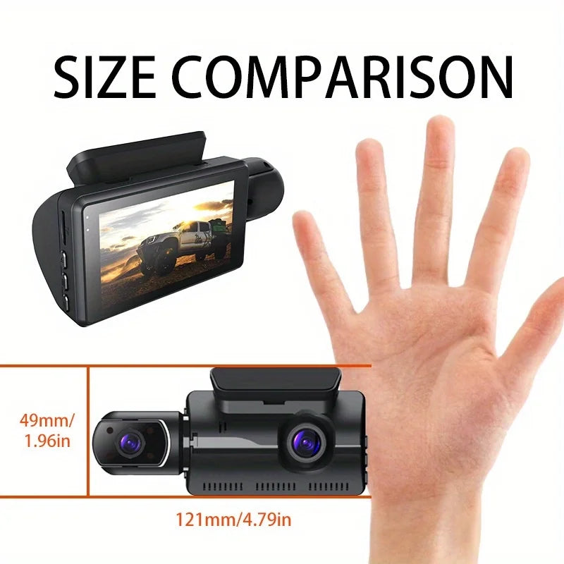 1080P Dual Camera, Car Dash Cam, Front and Rear, Car Camera with IR Night Vision, Loop Recording, Wide-Angle Car DVR Camera with 3.937 Inch IPS Screen, Dual Lens Car Dashboard Camera