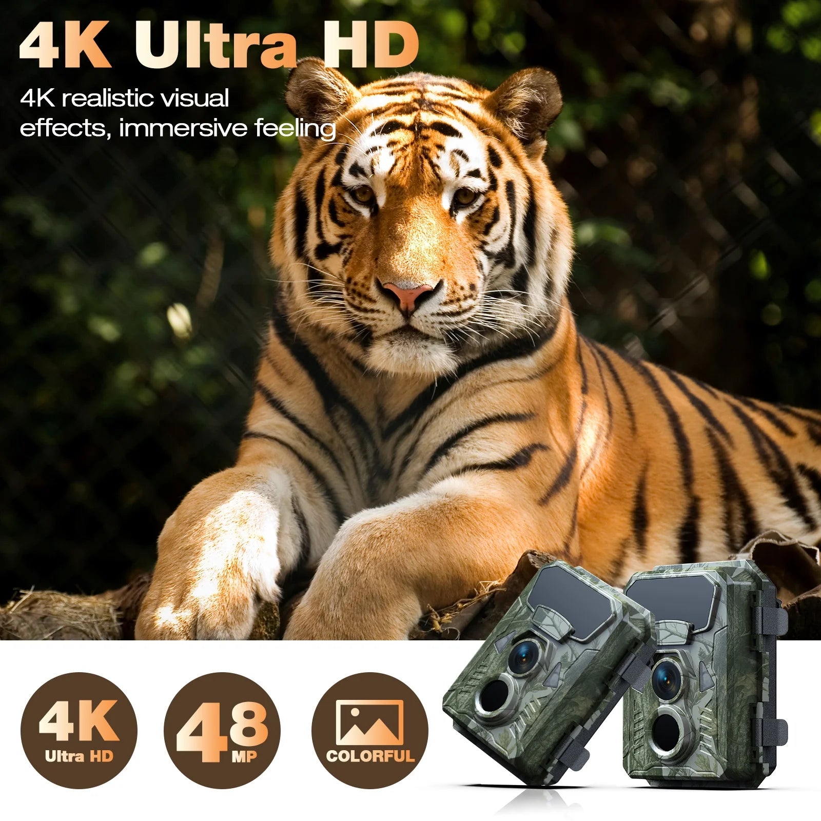 2 Pack Trail Game Hunting Wildlife Camera 48MP 4K Night Vision Motion Activated Waterproof