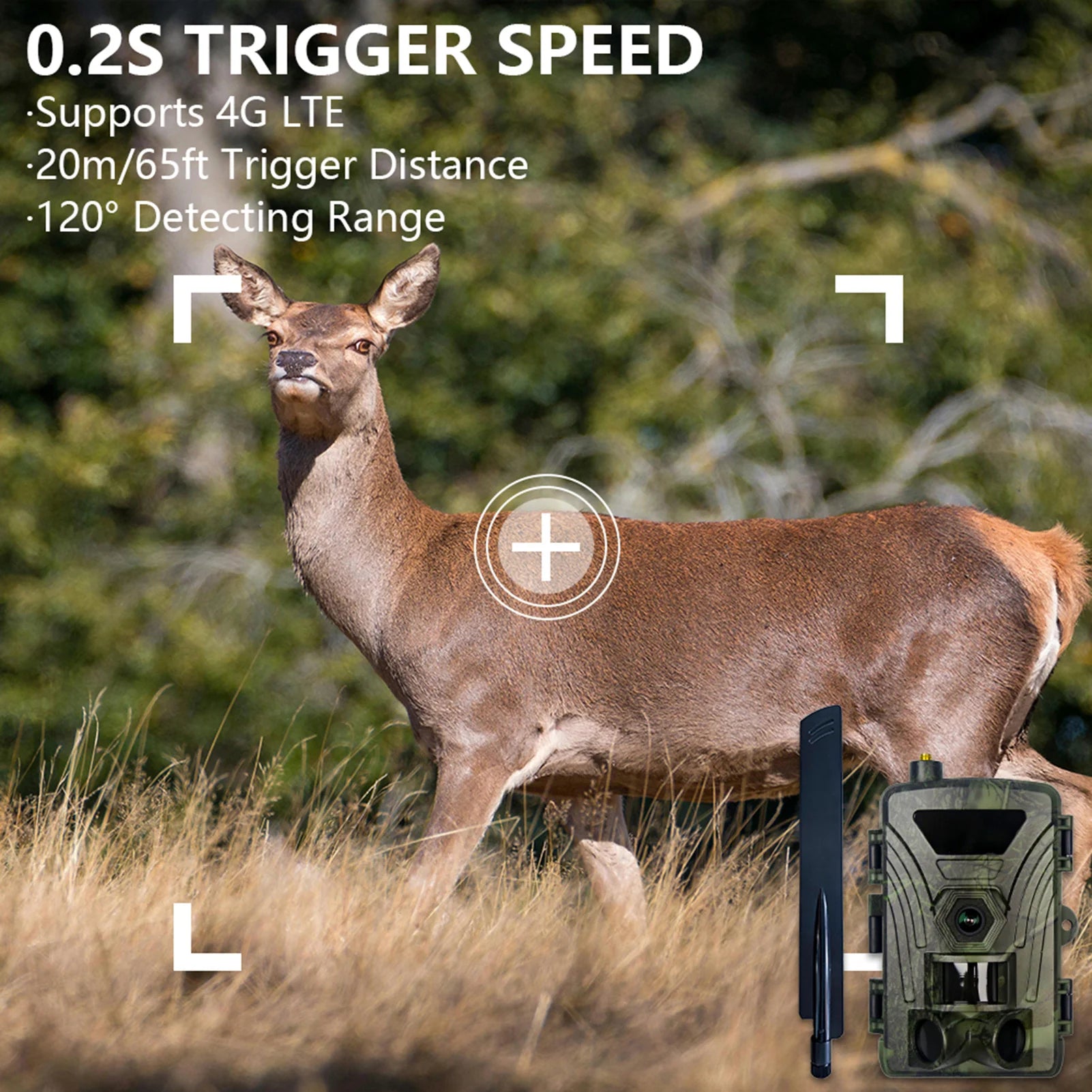 4G Trail Camera 4K Hunting Camera with SIM Card 60MP Photos Fast Trigger Wildlife Camera Infrared Camera Night Vision Camera