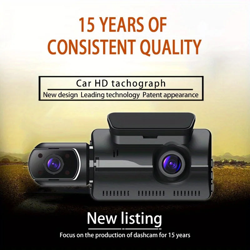 1080P Dual Camera, Car Dash Cam, Front and Rear, Car Camera with IR Night Vision, Loop Recording, Wide-Angle Car DVR Camera with 3.937 Inch IPS Screen, Dual Lens Car Dashboard Camera