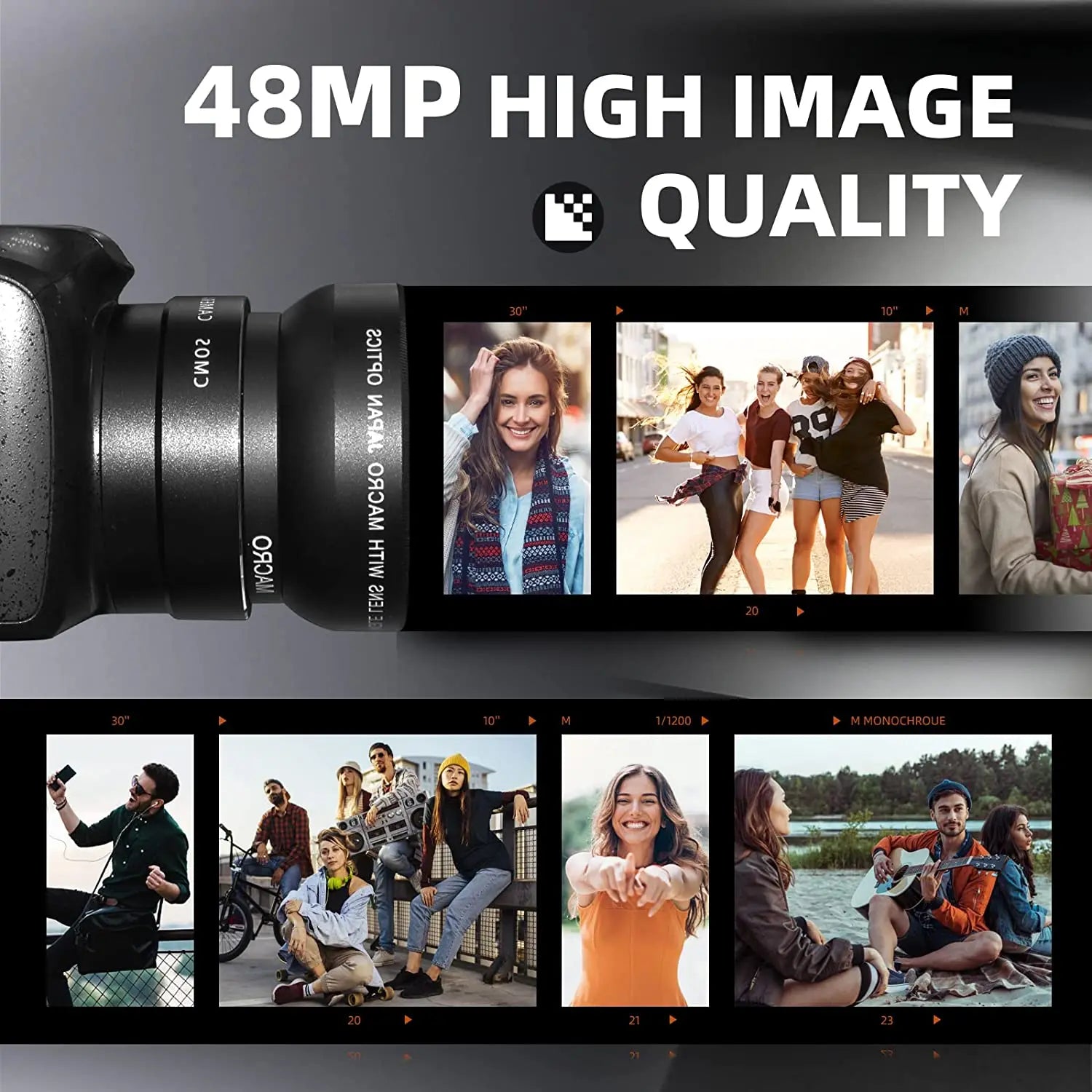 4K Digital Camera Ultra 48MP Camera Vlogging Camera with Wide Angle Lens 16X Digital Zoom 3.0 Inch Screen Camera