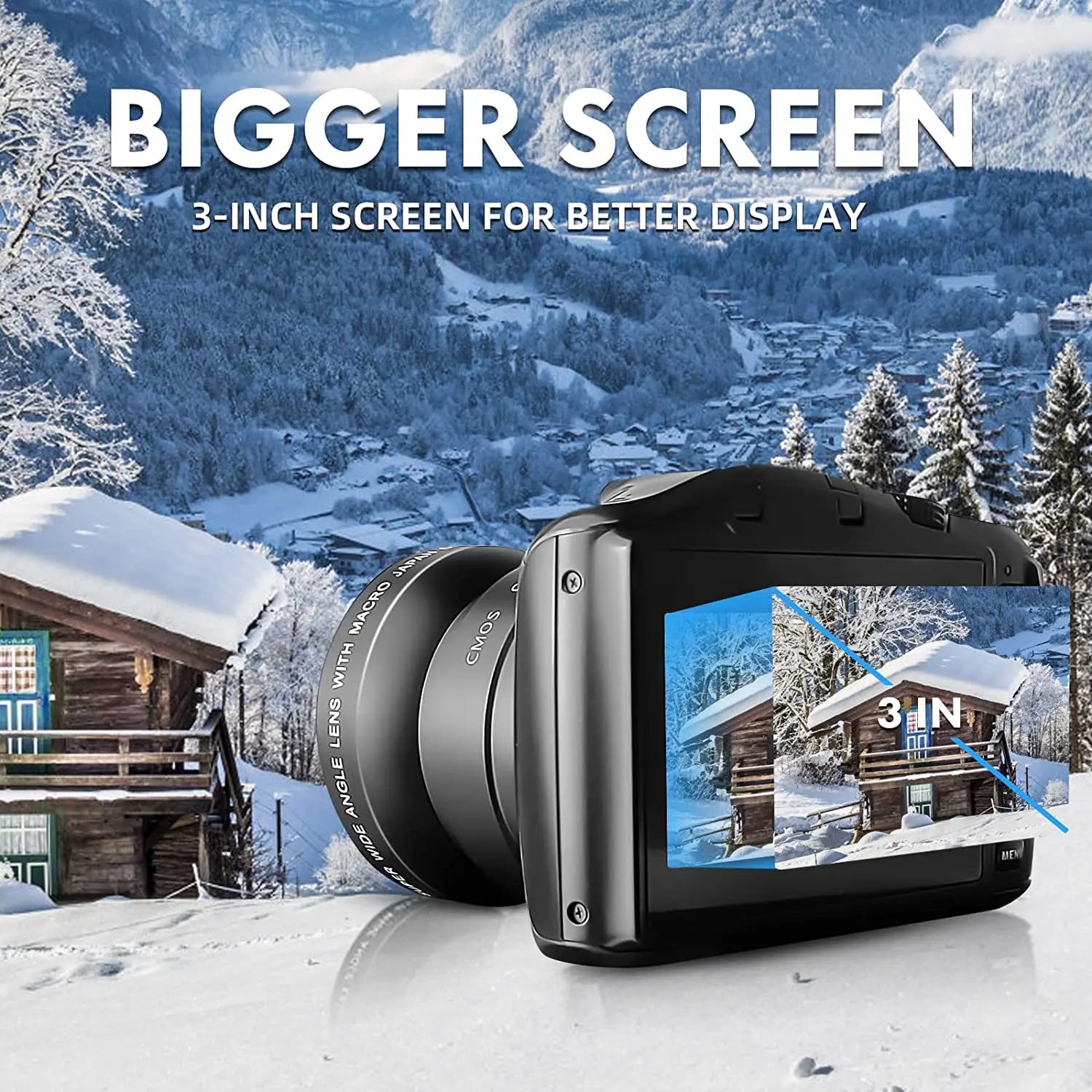 4K Digital Camera Ultra 48MP Camera Vlogging Camera with Wide Angle Lens 16X Digital Zoom 3.0 Inch Screen Camera